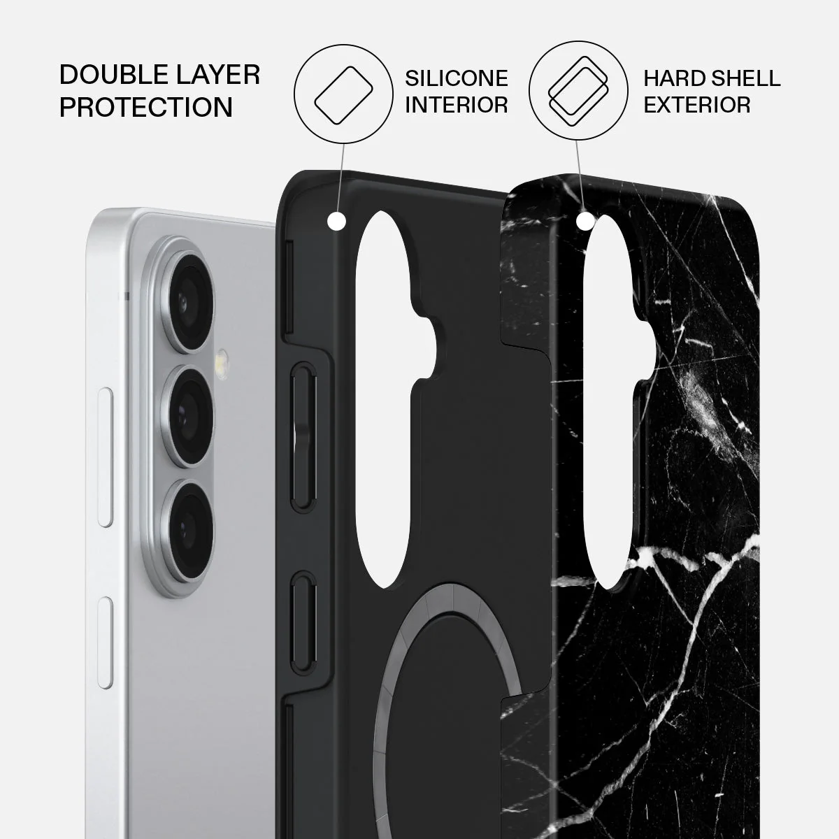 Noir Origin - Black Marble Samsung Galaxy S26 Plus Case - Image 2