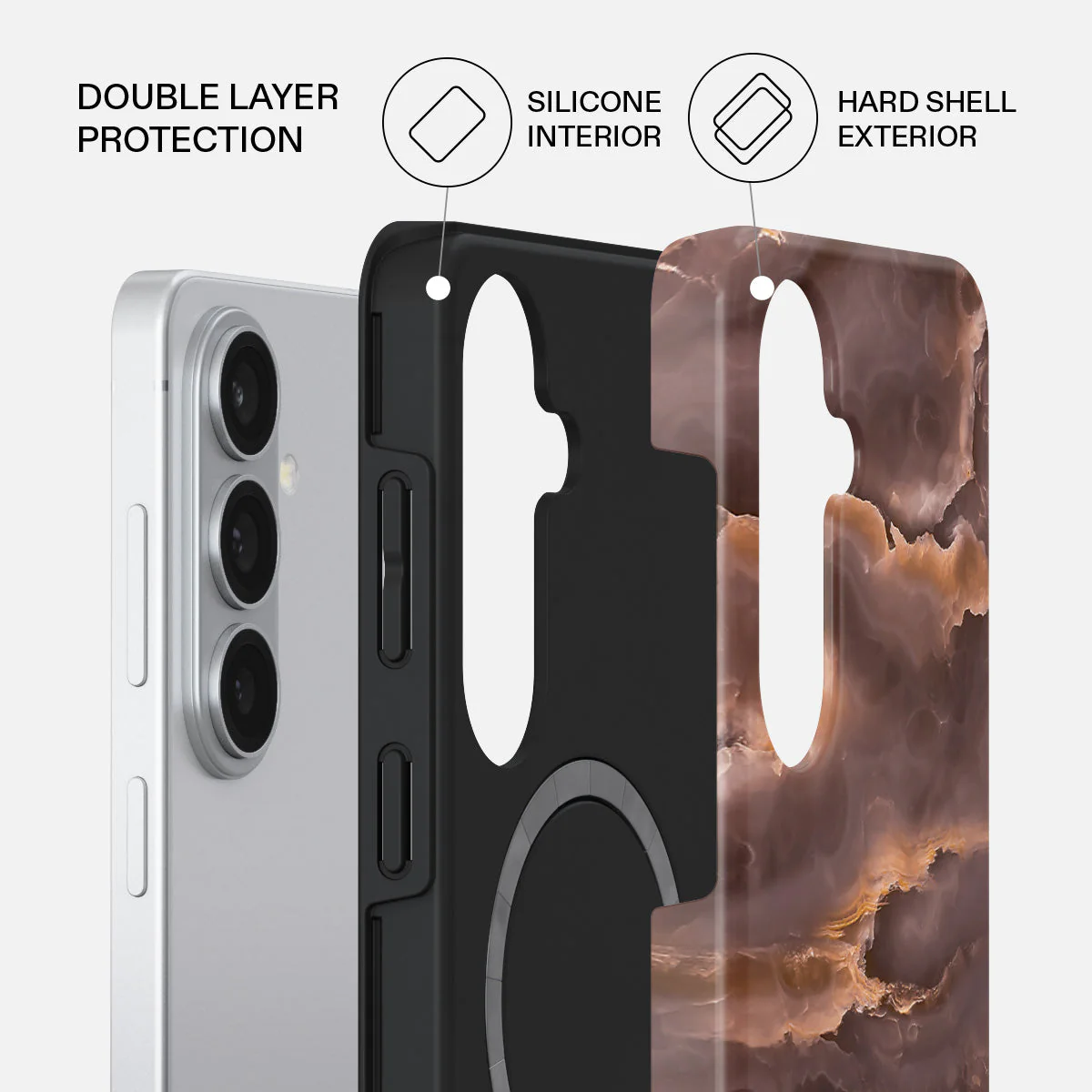Fire Wood - Brown Marble Samsung Galaxy S26 Case - Image 2