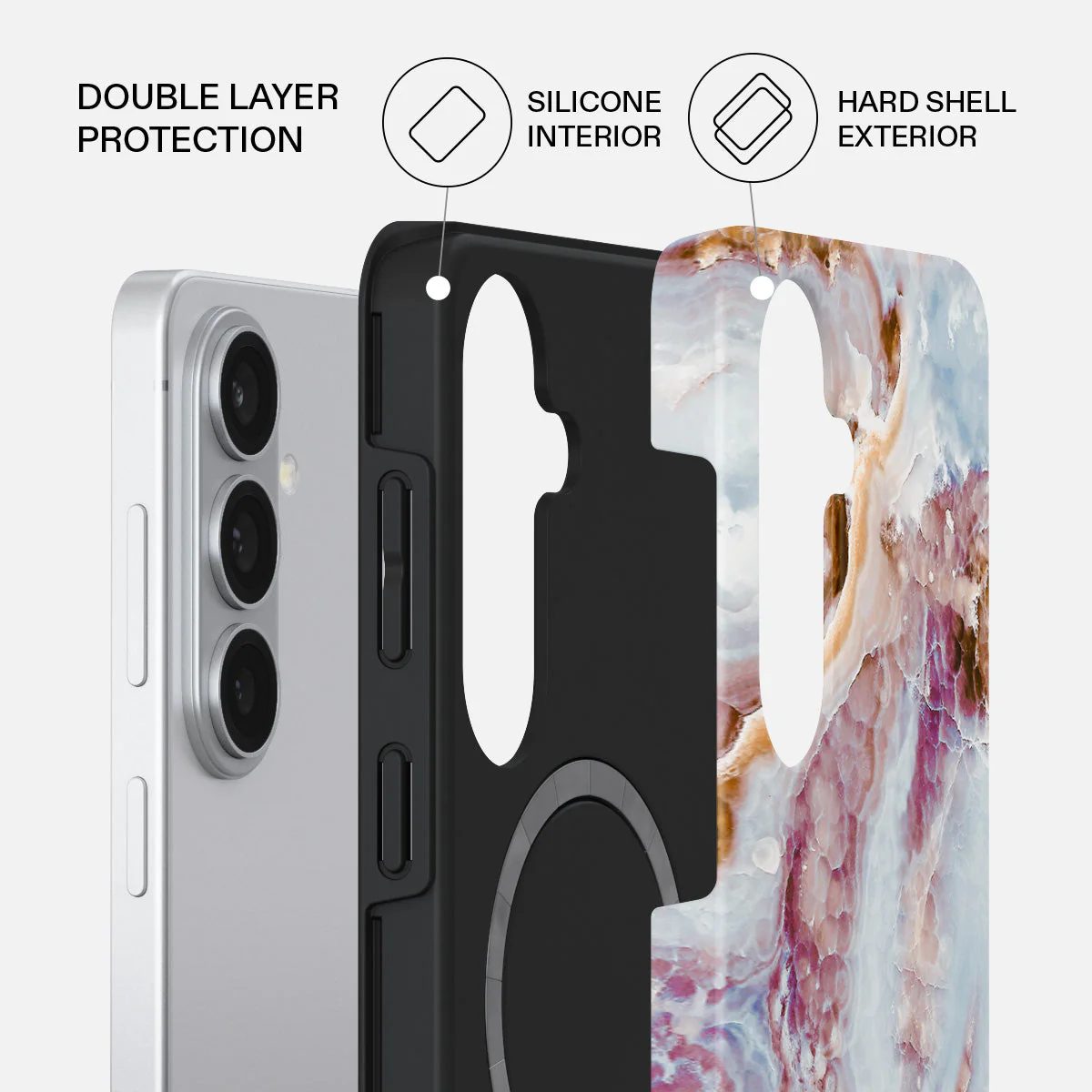 Frozen Leaves - Cute Marble Samsung Galaxy S26 Plus Case - Image 2
